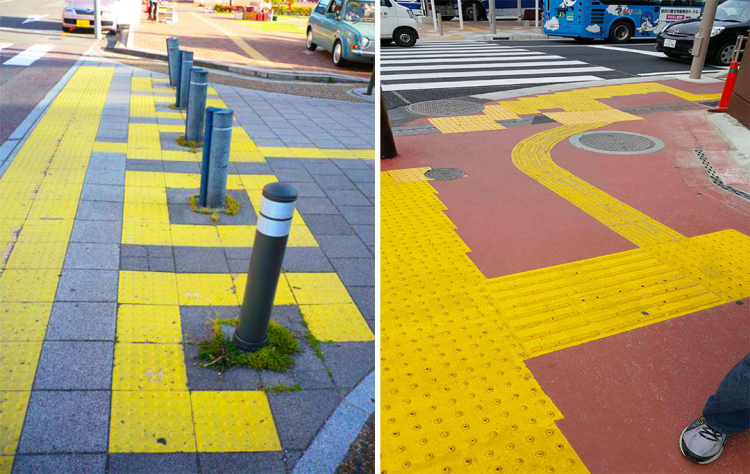 Perché pavimenti e marciapiedi in Giappone sono disseminati di strisce gialle?